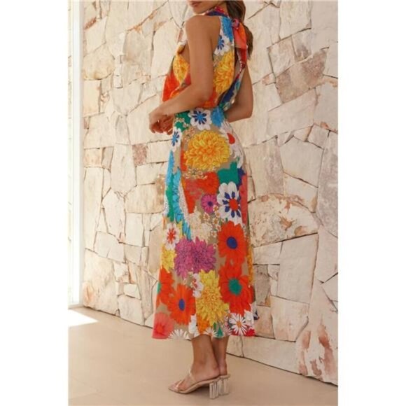 Floral Tied Back Sleeveless Midi Dress‎ - Picture 5 of 7